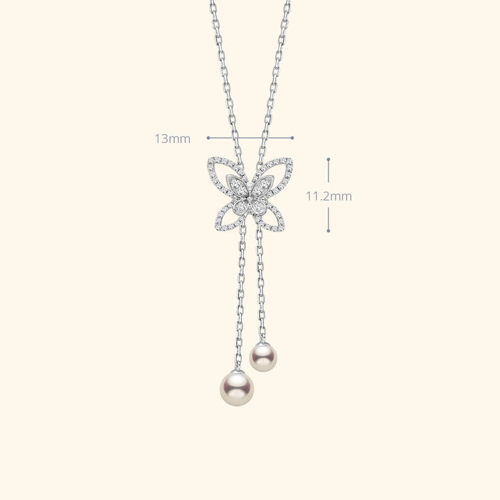 18K Gold Diamond Layer Butterfly Double Sliding Necklace - HELAS Jewelry