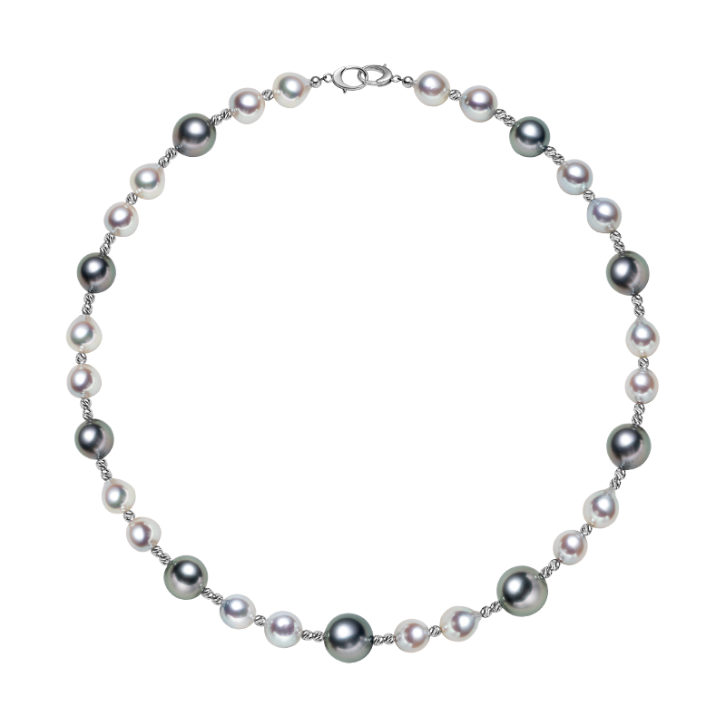 Tahitian & Akoya Pearl 18K Gold Alternating Bead Necklace