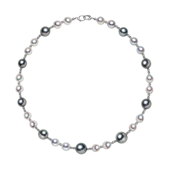 Tahitian & Akoya Pearl 18K Gold Alternating Bead Necklace