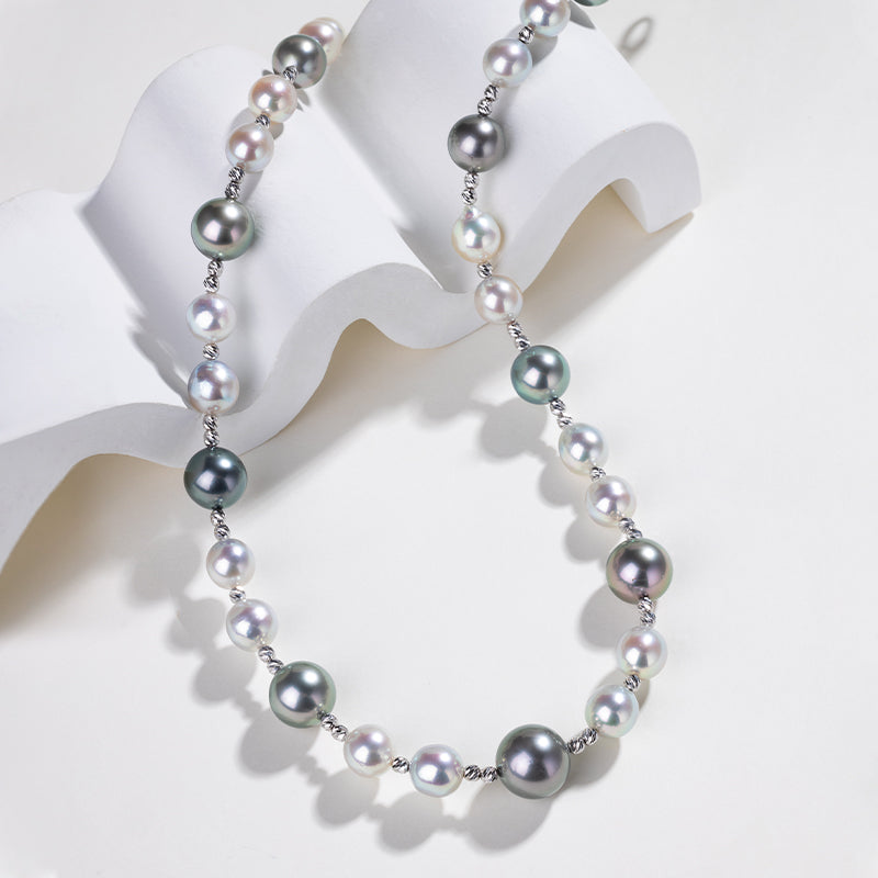 Tahitian & Akoya Pearl 18K Gold Alternating Bead Necklace