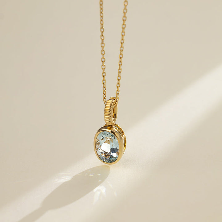 18K Gold Sapphire Diamond Circle Pendant Necklace