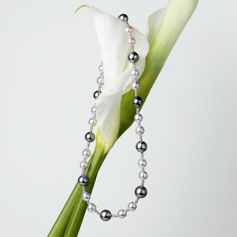 Tahitian & Akoya Pearl 18K Gold Alternating Bead Necklace