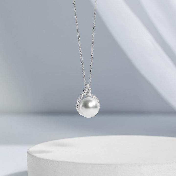 South Sea Pearl 18K Gold Diamond Conch Shell Necklace