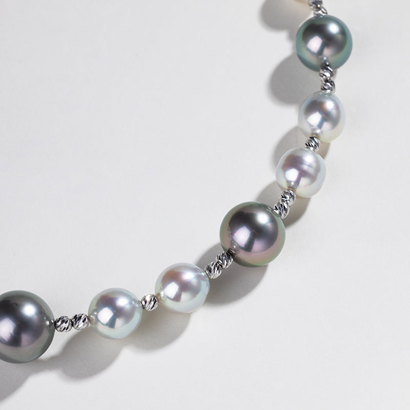 Tahitian & Akoya Pearl 18K Gold Alternating Bead Necklace