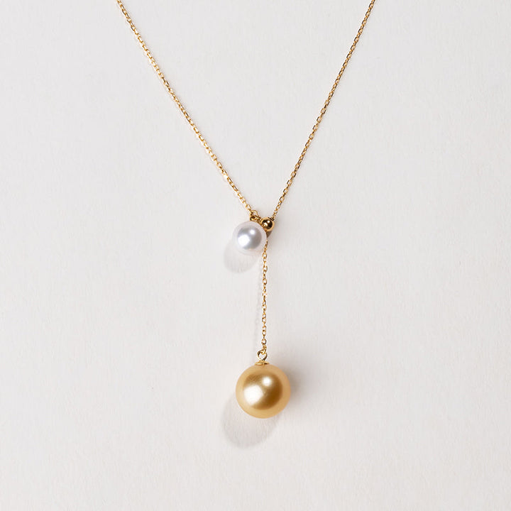 Golden South Sea Pearl & Akoya 18K Dual Pearl Adjustable Necklace