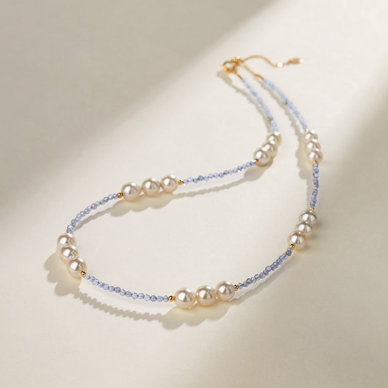 Baroque Pearl 18K Gold Tanzanite Statement Necklace