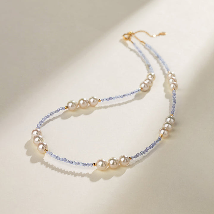 Baroque Pearl 18K Gold Tanzanite Statement Necklace