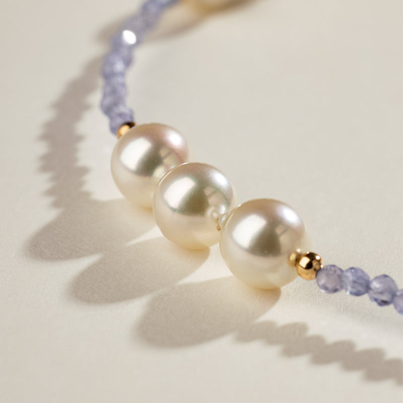 Baroque Pearl 18K Gold Tanzanite Statement Necklace