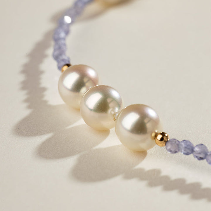 Baroque Pearl 18K Gold Tanzanite Statement Necklace