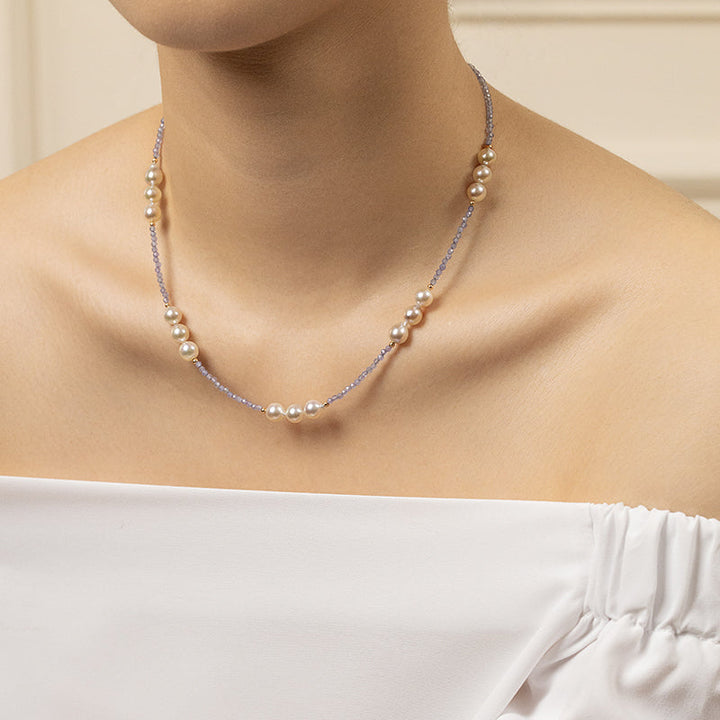 Baroque Pearl 18K Gold Tanzanite Statement Necklace