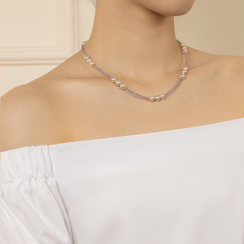 Baroque Pearl 18K Gold Tanzanite Statement Necklace