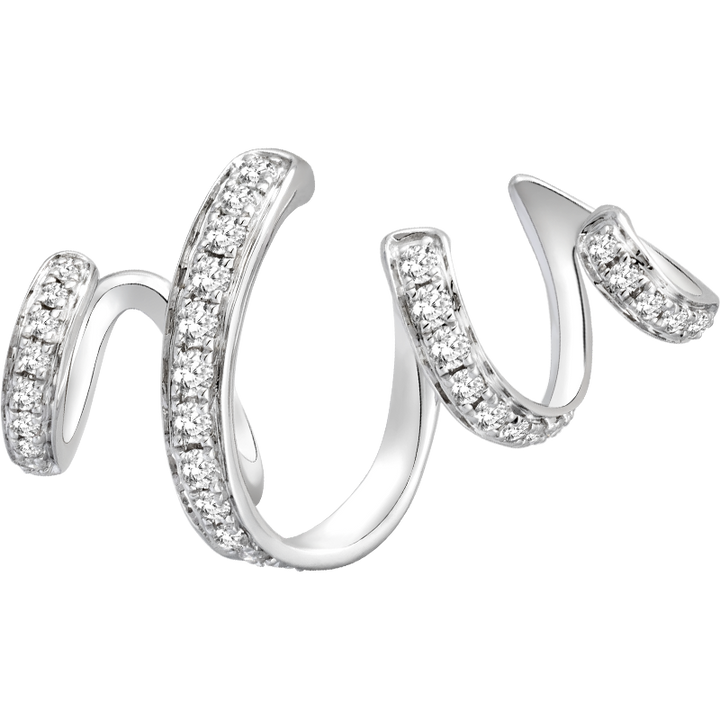 18K White Gold Wave Curl Diamonds Stud Earrings