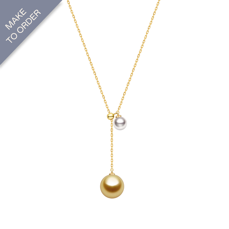 Golden South Sea Pearl & Akoya 18K Dual Pearl Adjustable Necklace