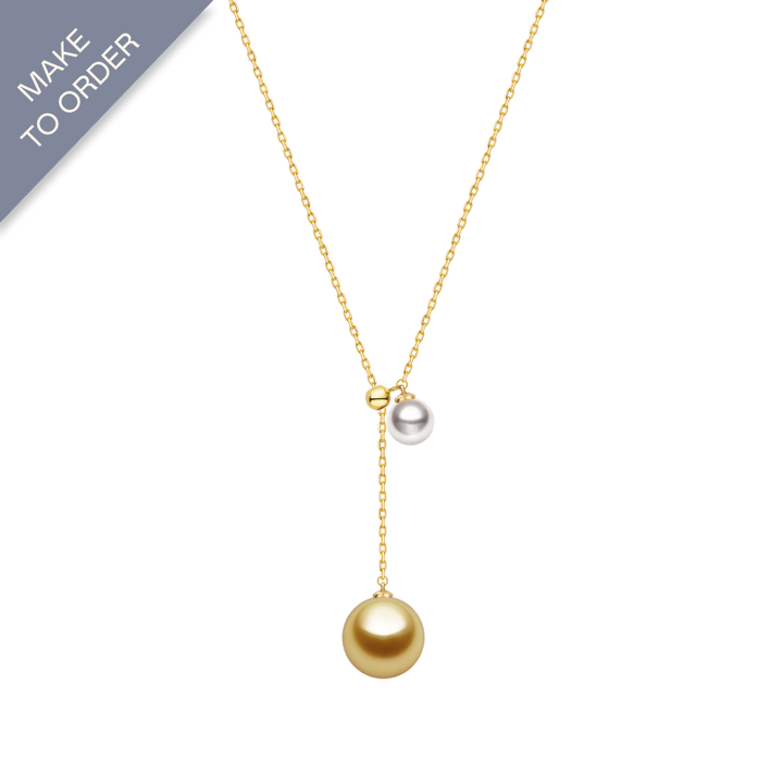 Golden South Sea Pearl & Akoya 18K Dual Pearl Adjustable Necklace