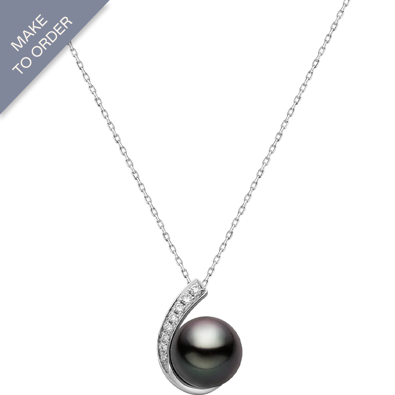 Tahitian Pearl 18K Gold Moon Pendant Necklace