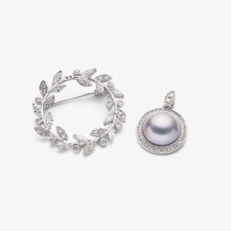LOVE GROWS COLLECTION Silver Blue Mabe Pearl Diamond Hair Accessories Brooch LOVE GROWS COLLECTION Silver Blue Mabe Pearl Diamond Hair Accessories Brooch LOVE GROWS COLLECTION