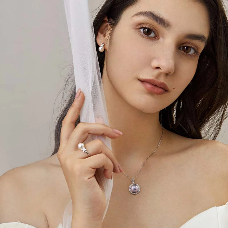 LOVE GROWS COLLECTION Silver Blue Mabe Pearl Diamond Hair Accessories Brooch LOVE GROWS COLLECTION Silver Blue Mabe Pearl Diamond Hair Accessories Brooch LOVE GROWS COLLECTION
