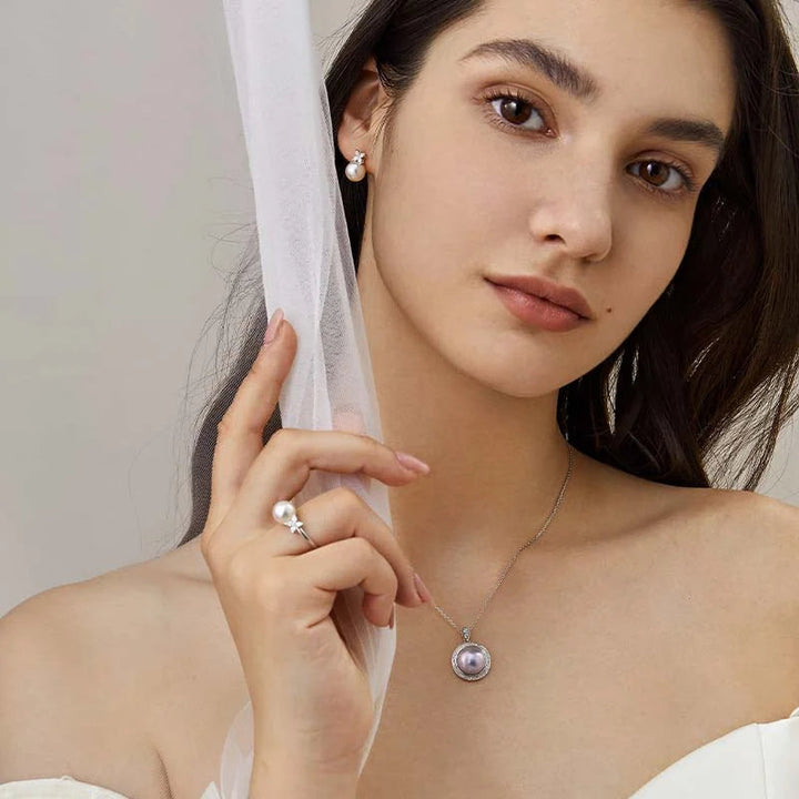 LOVE GROWS COLLECTION Silver Blue Mabe Pearl Diamond Hair Accessories Brooch LOVE GROWS COLLECTION Silver Blue Mabe Pearl Diamond Hair Accessories Brooch LOVE GROWS COLLECTION