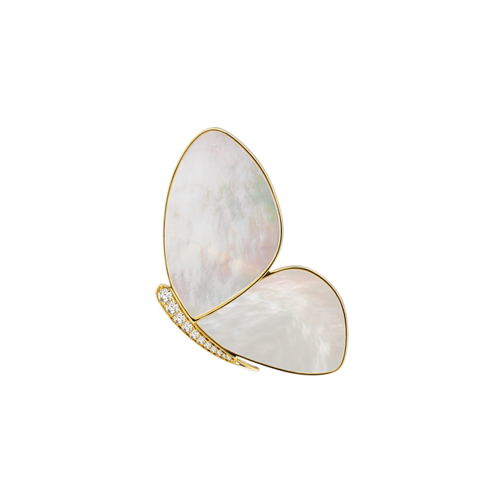 Mother Of Pearl 18K Gold Diamonds Brooch