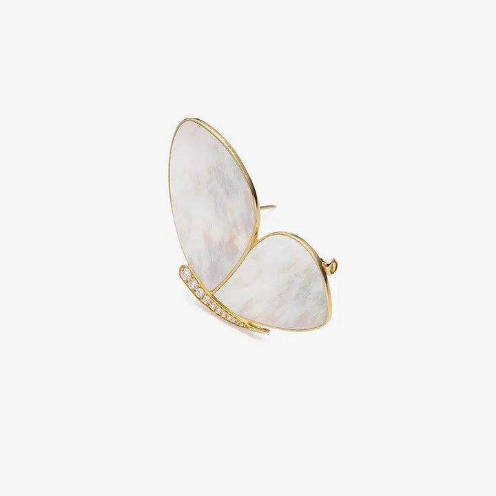 MONET GARDEN COLLECTION Mother Of Pearl 18K Gold Diamonds Brooch - HELAS Jewelry