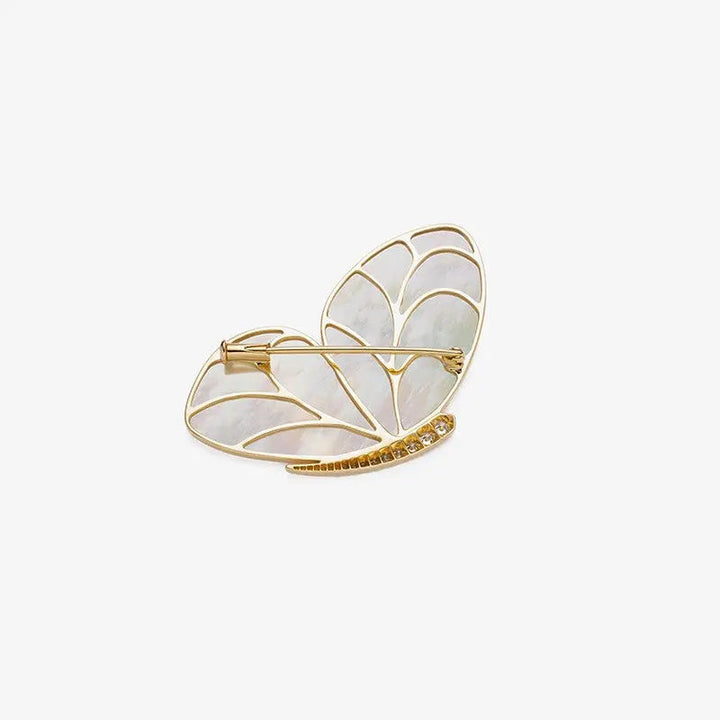 MONET GARDEN COLLECTION Mother Of Pearl 18K Gold Diamonds Brooch - HELAS Jewelry