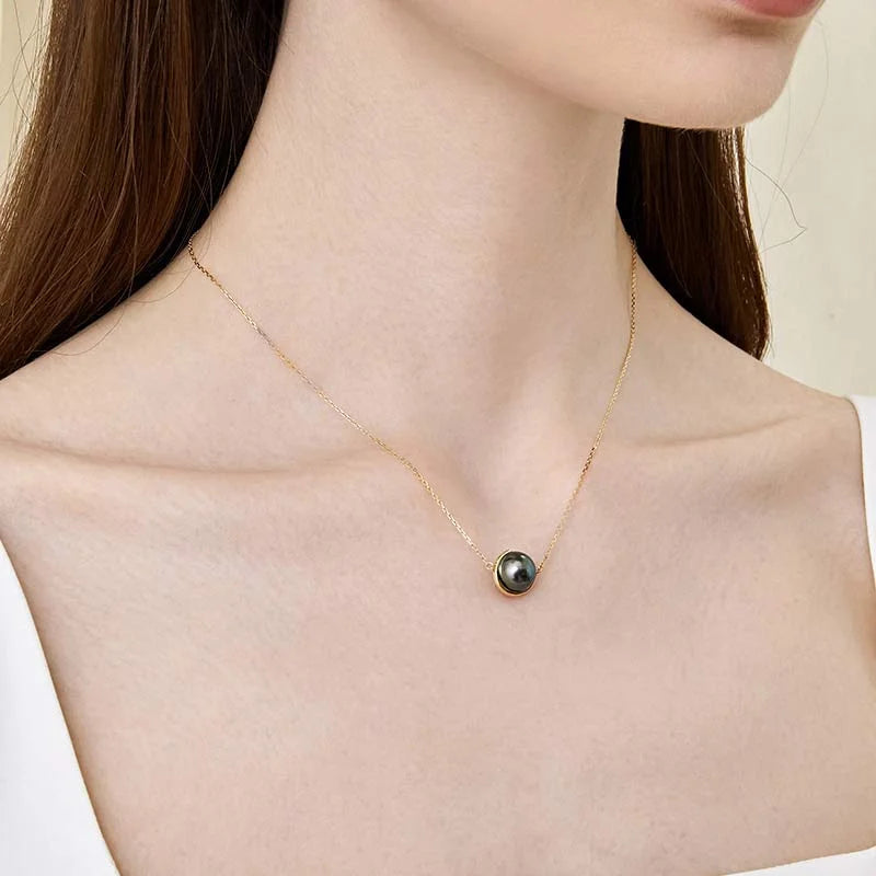 MYSTERY COLLECTION Tahitian Pearl 18K Gold Half Surround Pearl Necklace MYSTERY COLLECTION Tahitian Pearl 18K Gold Half Surround Pearl Necklace The Mystery Collection