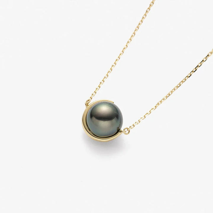 MYSTERY COLLECTION Tahitian Pearl 18K Gold Half Surround Pearl Necklace MYSTERY COLLECTION Tahitian Pearl 18K Gold Half Surround Pearl Necklace The Mystery Collection