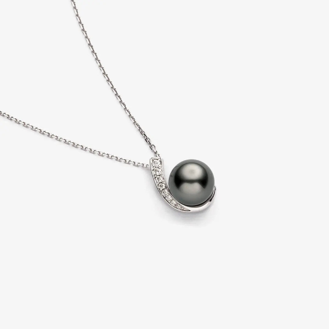 MYSTERY COLLECTION Tahitian Pearl 18K Gold Moon Pendant Necklace - HELAS Jewelry