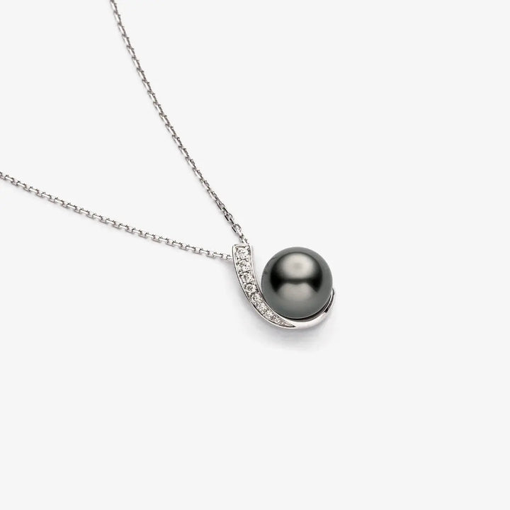 MYSTERY COLLECTION Tahitian Pearl 18K Gold Moon Pendant Necklace - HELAS Jewelry