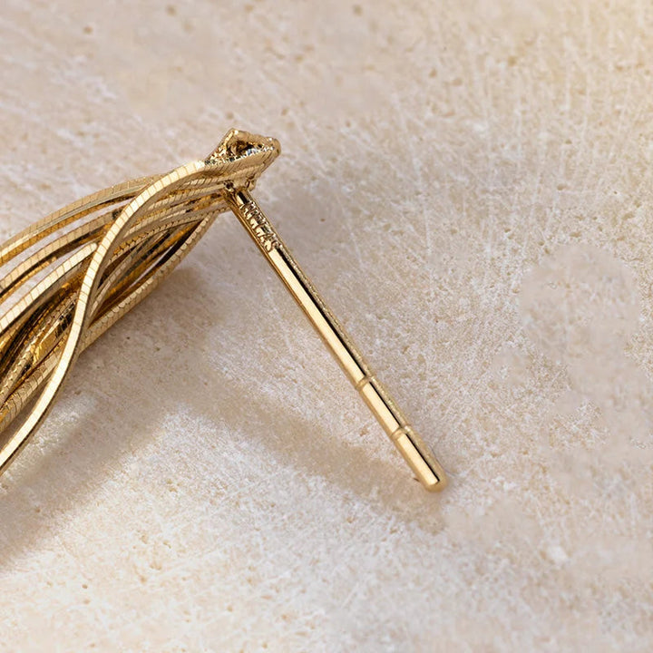 NAPLES COLLECTION 18K Gold Herringbone Chain Pure Metal Eardrop Earring NAPLES COLLECTION 18K Gold Herringbone Chain Pure Metal Eardrop Earring NAPLES COLLECTION
