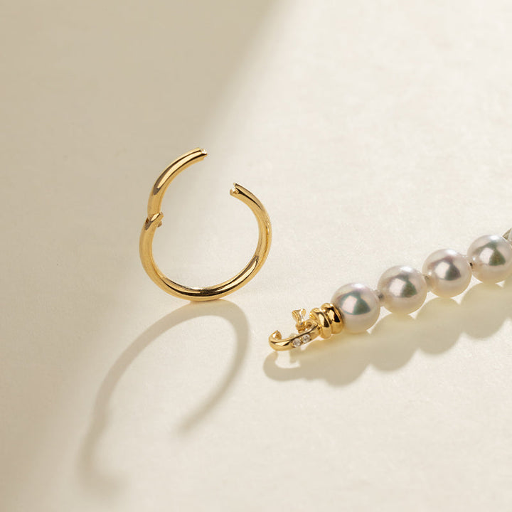 Akoya Saltwater Pearl 18K Gold Diamond Infinity Loop Long Sweater Chain Necklace