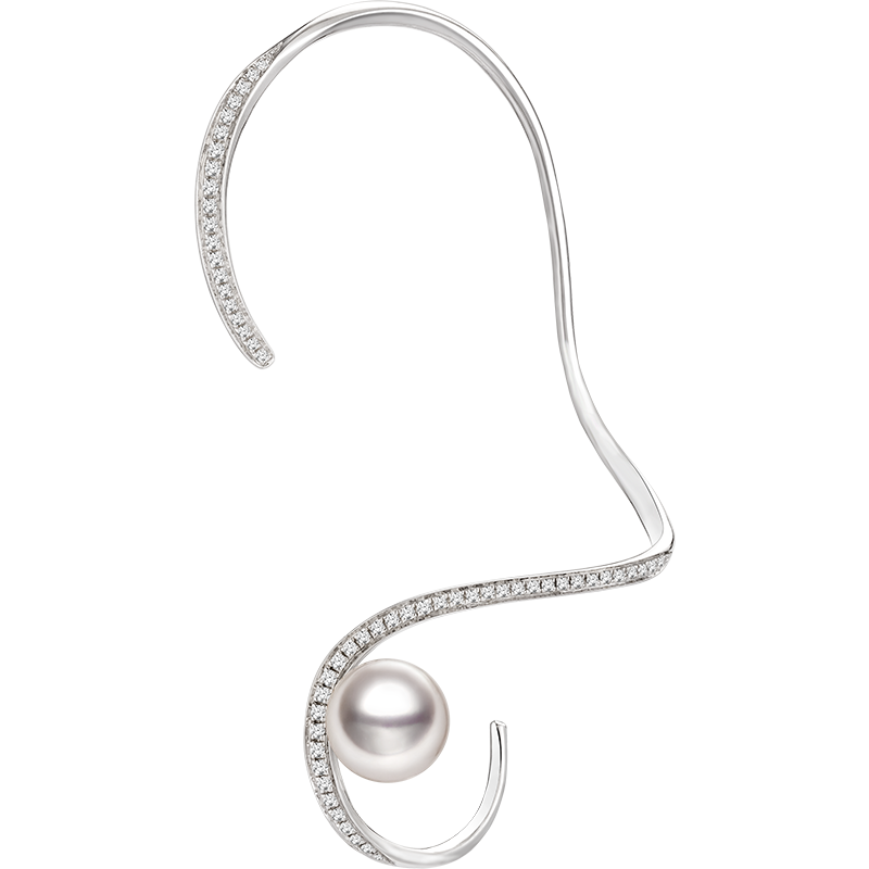 Akoya Pearl 18K White Gold Diamond Earhooks