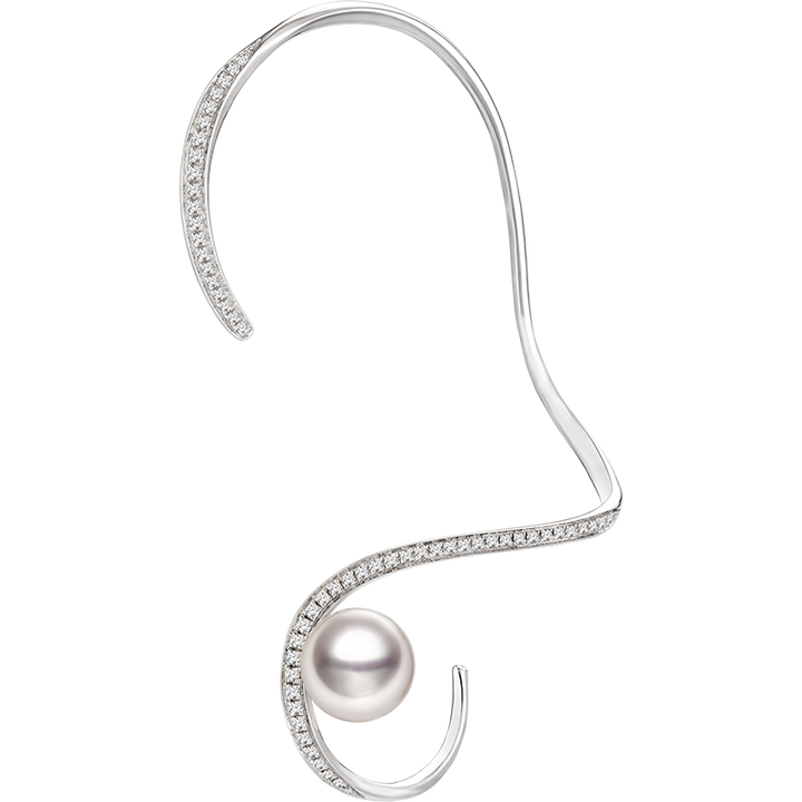 Akoya Pearl 18K White Gold Diamond Earhooks