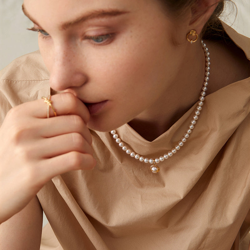 Akoya Saltwater Pearl 18K Gold Diamond Pearl-encased Necklace