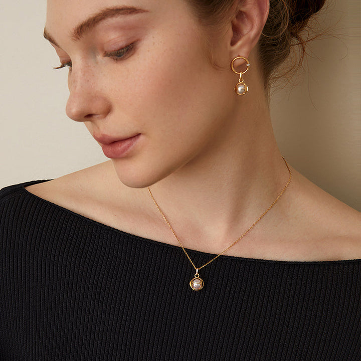 Akoya Saltwater Pearl 18K Gold Diamond Pearl-encased Necklace