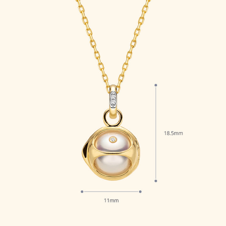 Akoya Saltwater Pearl 18K Gold Diamond Pearl-encased Necklace