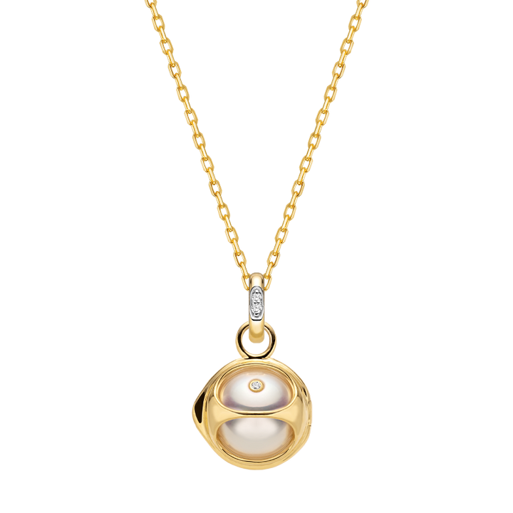 Akoya Saltwater Pearl 18K Gold Diamond Pearl-encased Necklace