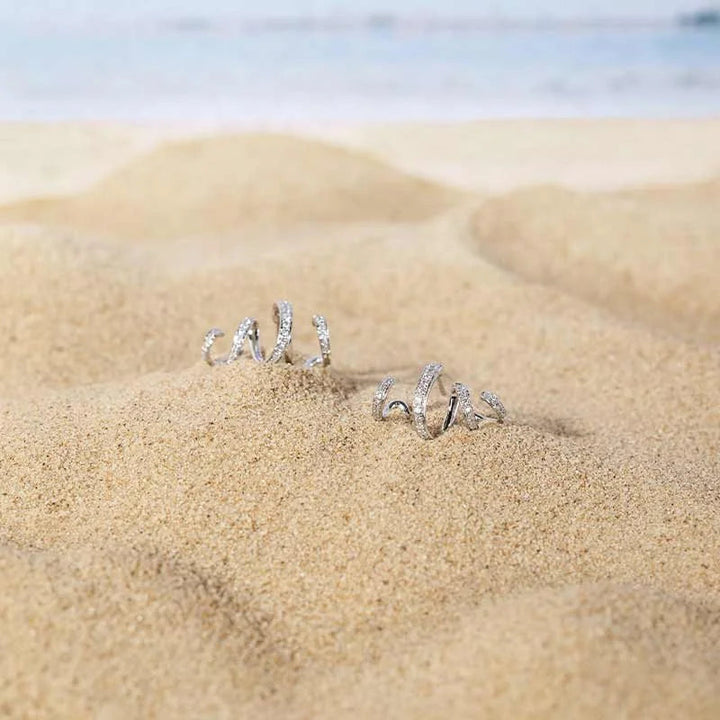 WAVES COLLECTION 18K White Gold Wave Curl Diamonds Stud Earrings WAVES COLLECTION 18K White Gold Wave Curl Diamonds Stud Earrings THE WAVES COLLECTION