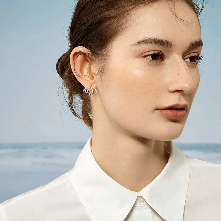 WAVES COLLECTION 18K White Gold Wave Curl Diamonds Stud Earrings WAVES COLLECTION 18K White Gold Wave Curl Diamonds Stud Earrings THE WAVES COLLECTION