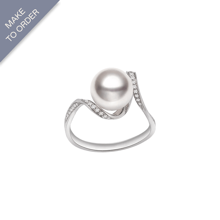 Akoya Pearl 18K Solid Gold Elegant Diamonds Ring - HELAS Jewelry