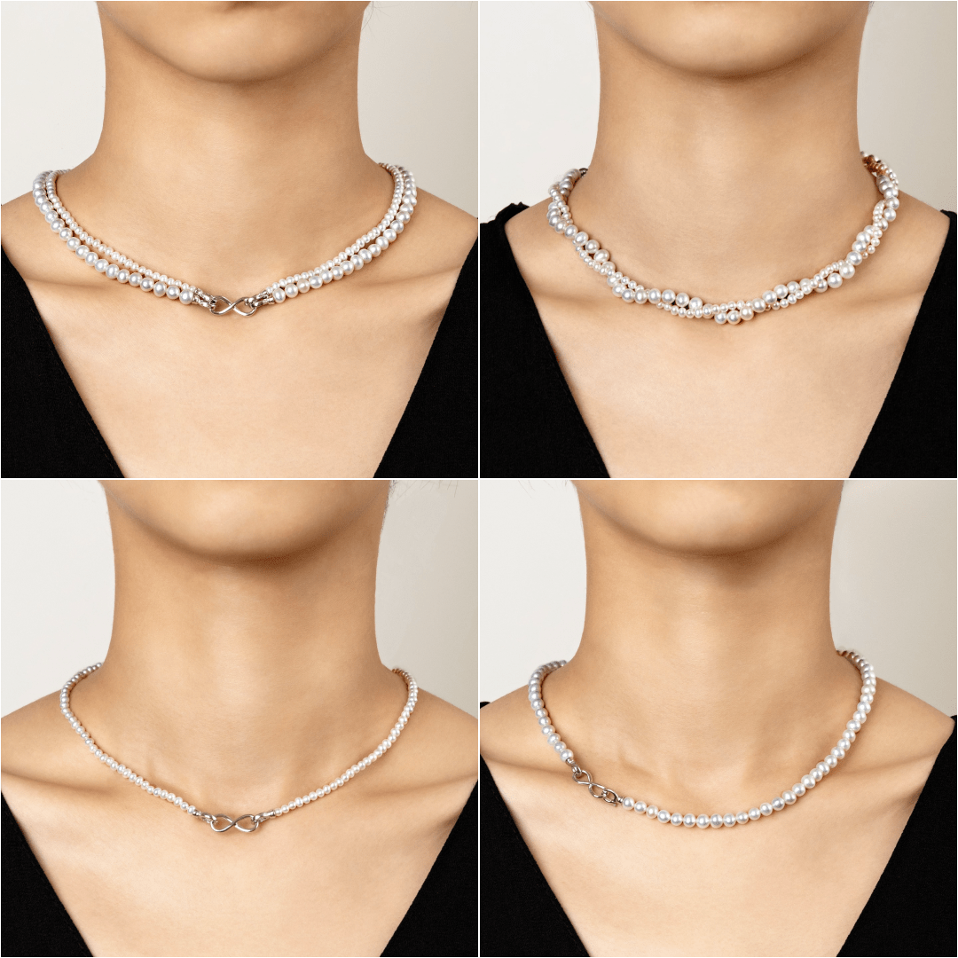 Freshwater Pearl 925 Sterling Silver Removable Double Strands Necklace - HELAS Jewelry