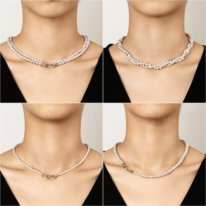 Freshwater Pearl 925 Sterling Silver Removable Double Strands Necklace - HELAS Jewelry