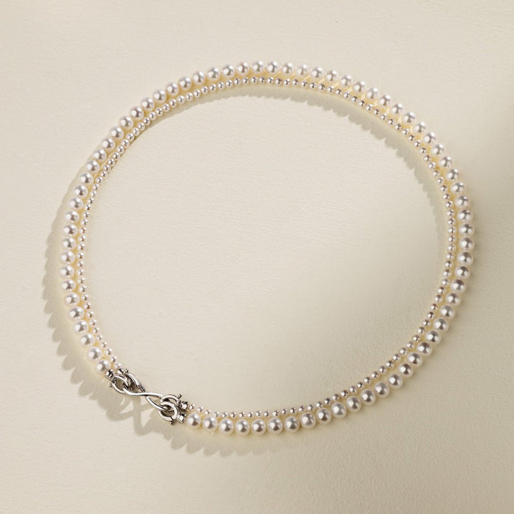 Freshwater Pearl 925 Sterling Silver Removable Double Strands Necklace - HELAS Jewelry