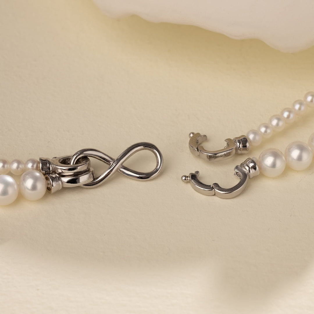 Freshwater Pearl 925 Sterling Silver Removable Double Strands Necklace - HELAS Jewelry