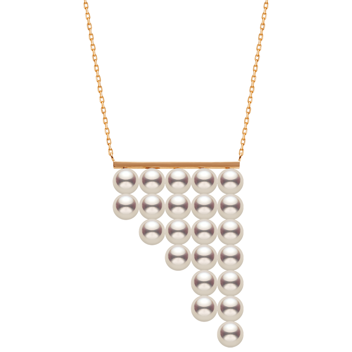 Freshwater Pearls 14K Gold Geometric Waterfall Necklace HELAS