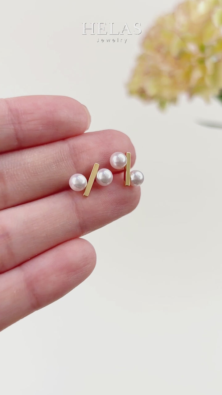 Akoya Saltwater Pearl Earrings 18K Gold Earrings