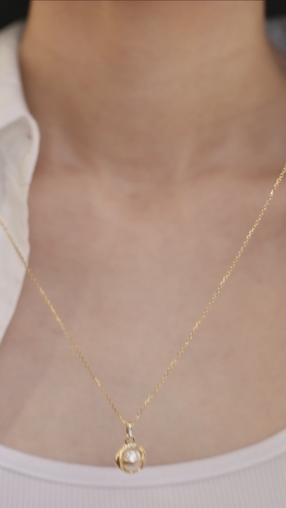 Akoya Saltwater Pearl 18K Gold Diamond Pearl-encased Necklace