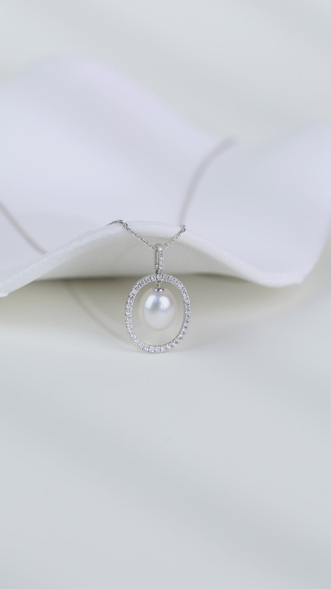Teardrop South Sea Pearl 18K Diamond Circle Pendant Necklace