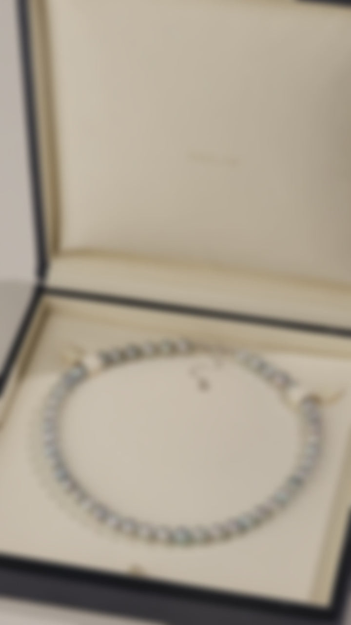 Silver Blue Baroque Akoya Pearl 18K Gold Classic Strand Necklace