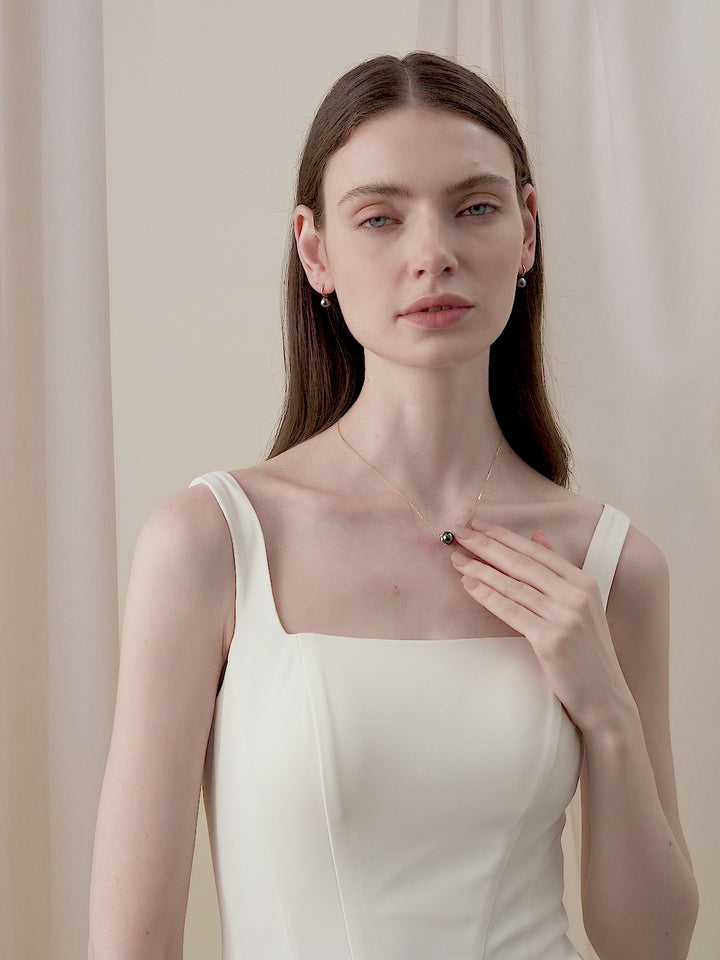 Tahitian Pearl 18K Gold Half Surround Pearl Necklace